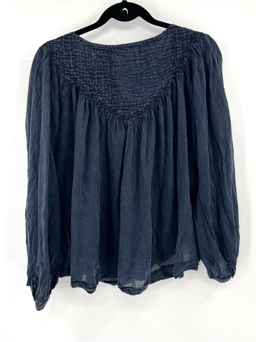 FREE PEOPLE WE THE FREE Cool Meadow Top Blue M Cotton Boho Buttons Flowy Blouse